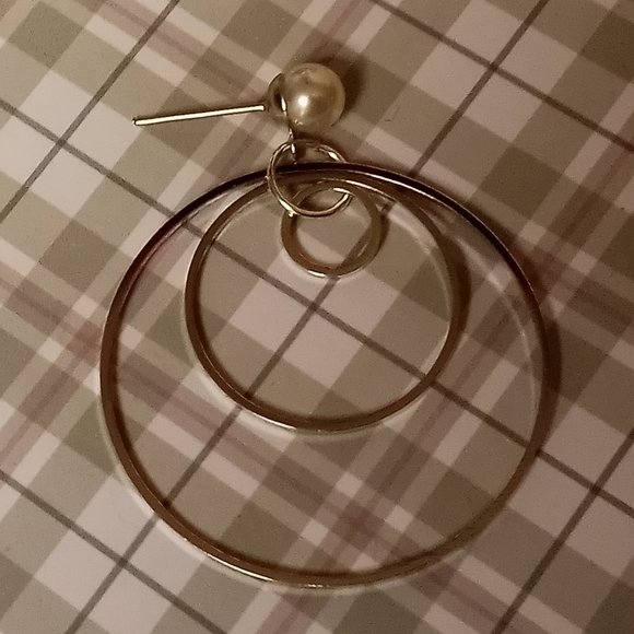 Home made/handmade Metal Stud Earrings with Metal Hoops Silver Tone #66 - Picture 8 of 9